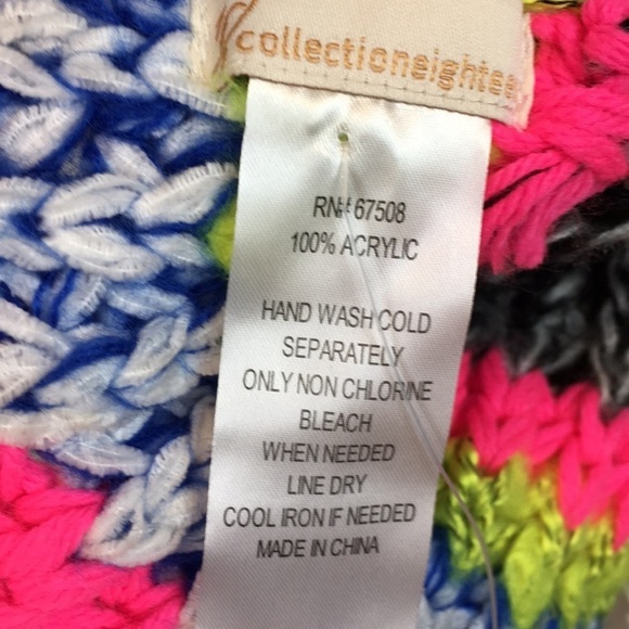 COLLECTION EIGHTEEN XIIX Scarf Chunky Knit Yarn Boho Bright Multi Oversized NWT - Picture 10 of 12